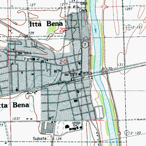 Topographic Map of Itta Bena Post Office, MS