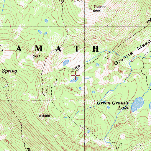 Topographic Map of Granite Lakes, CA