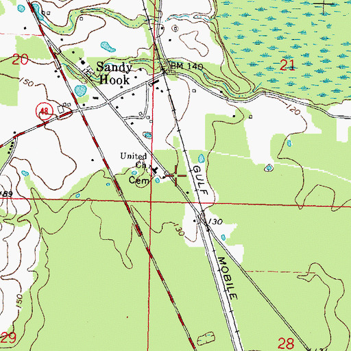 Topographic Map of Sandy Hook Post Office, MS
