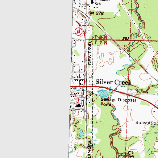 Topographic Map of Silver Creek Post Office, MS