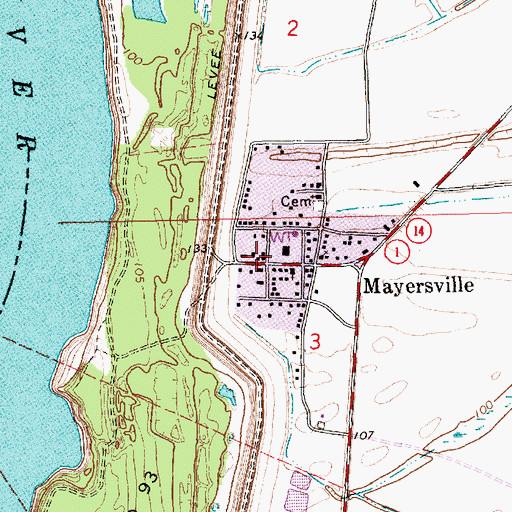 Topographic Map of Mayersville Post Office, MS