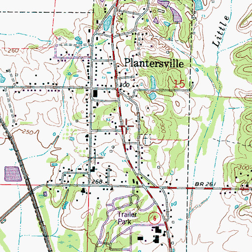 Topographic Map of Plantersville Post Office, MS