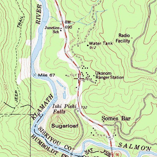 Topographic Map of Somes Bar Work Center, CA