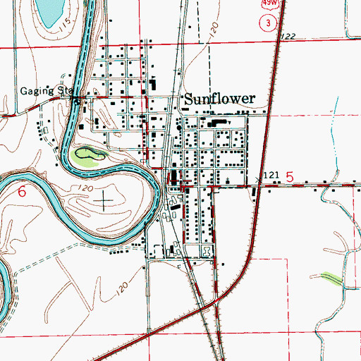 Topographic Map of Sunflower Post Office, MS