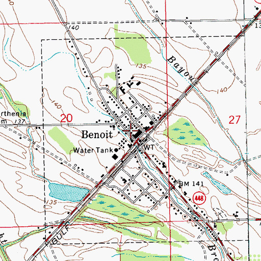Topographic Map of Benoit Post Office, MS