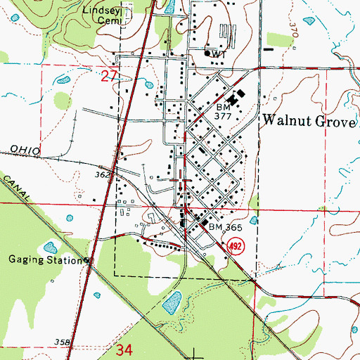 Topographic Map of Walnut Grove Post Office, MS