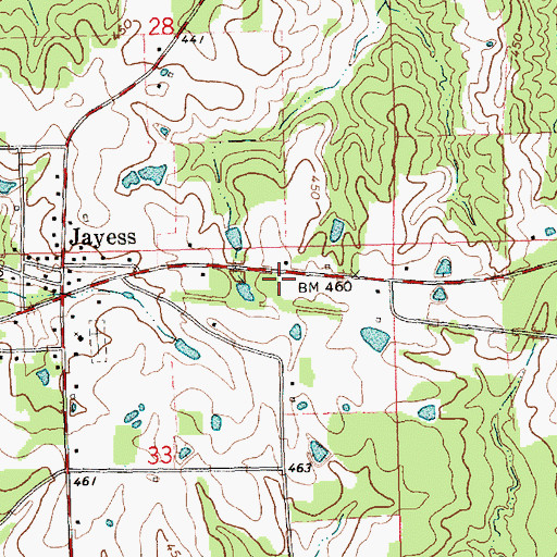 Topographic Map of Jayess Post Office, MS
