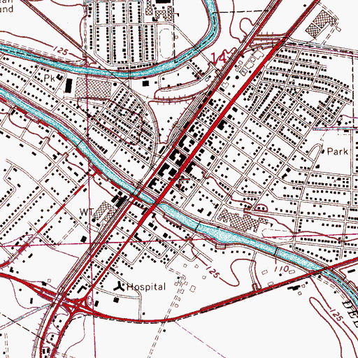 Topographic Map of Leland Post Office, MS