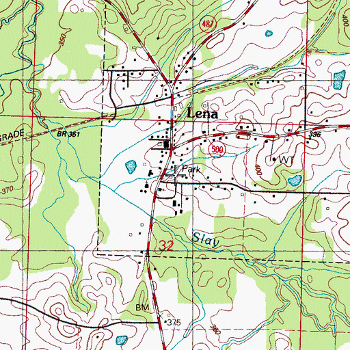 Topographic Map of Lena Post Office, MS
