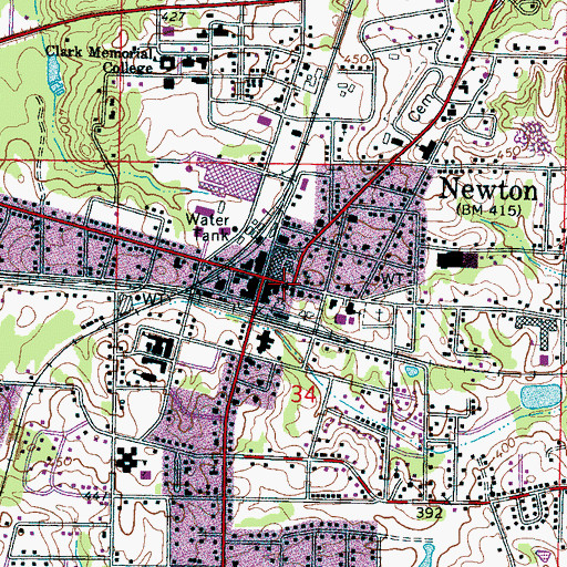 Topographic Map of Newton Post Office, MS