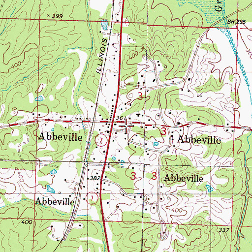 Topographic Map of Abbeville Post Office, MS
