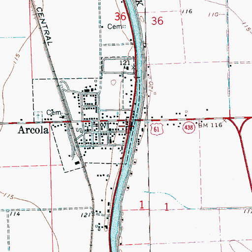 Topographic Map of Arcola Post Office, MS