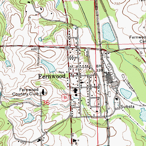 Topographic Map of Fernwood Post Office, MS