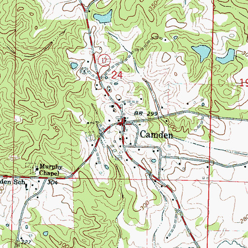 Topographic Map of Camden Post Office, MS