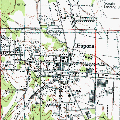 Topographic Map of Eupora Post Office, MS