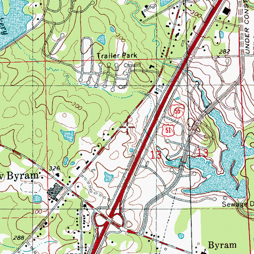 Topographic Map of Byram Post Office, MS
