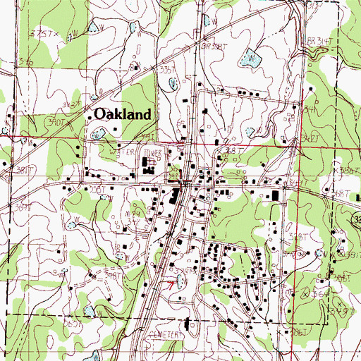 Topographic Map of Oakland Post Office, MS