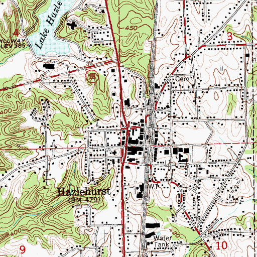 Topographic Map of Hazlehurst Post Office, MS