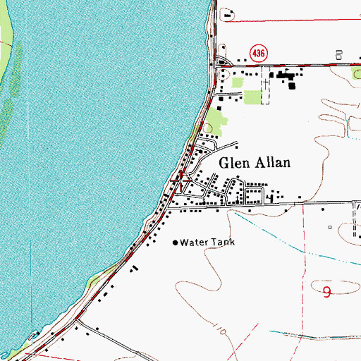 Topographic Map of Glen Allan Post Office, MS