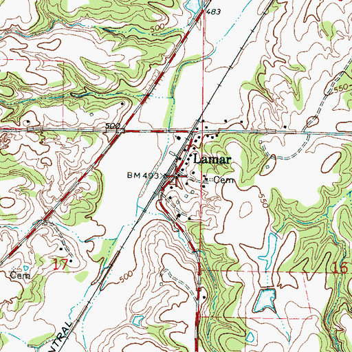 Topographic Map of Lamar Post Office, MS