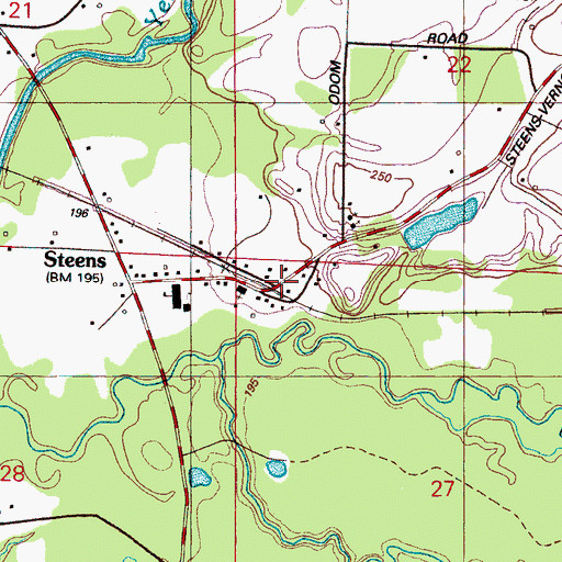 Topographic Map of Steens Post Office, MS