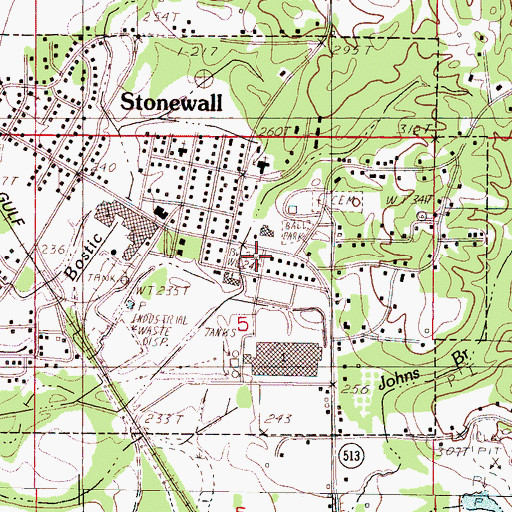 Topographic Map of Stonewall Post Office, MS