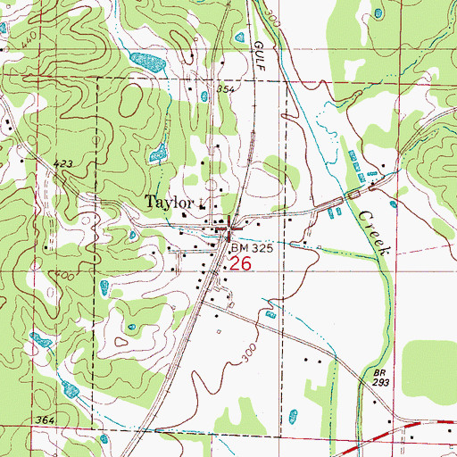 Topographic Map of Taylor Post Office, MS