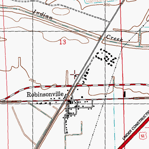 Topographic Map of Robinsonville Post Office, MS