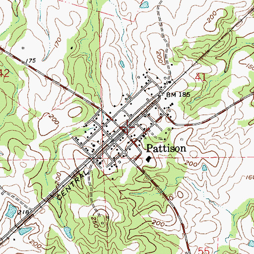 Topographic Map of Pattison Post Office, MS