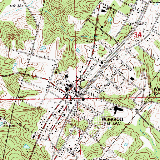 Topographic Map of Wesson Post Office, MS