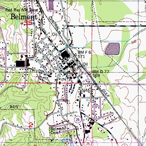 Topographic Map of Belmont Post Office, MS