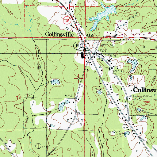 Topographic Map of Collinsville Post Office, MS