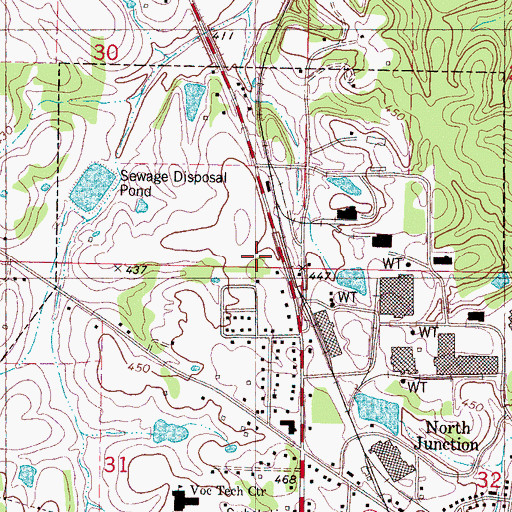 Topographic Map of Pontotoc Post Office, MS
