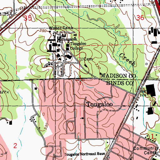Topographic Map of Tougaloo Post Office, MS