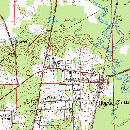 Topographic Map of Bogue Chitto Post Office, MS