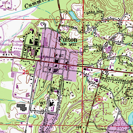 Topographic Map of Fulton Post Office, MS
