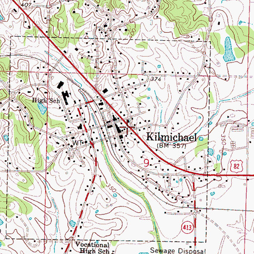 Topographic Map of Kilmichael Post Office, MS