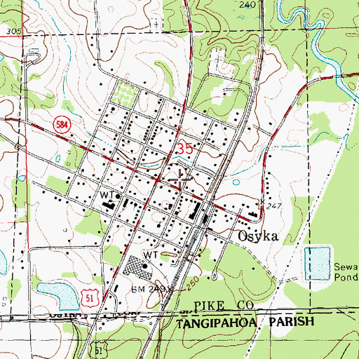 Topographic Map of Osyka Post Office, MS