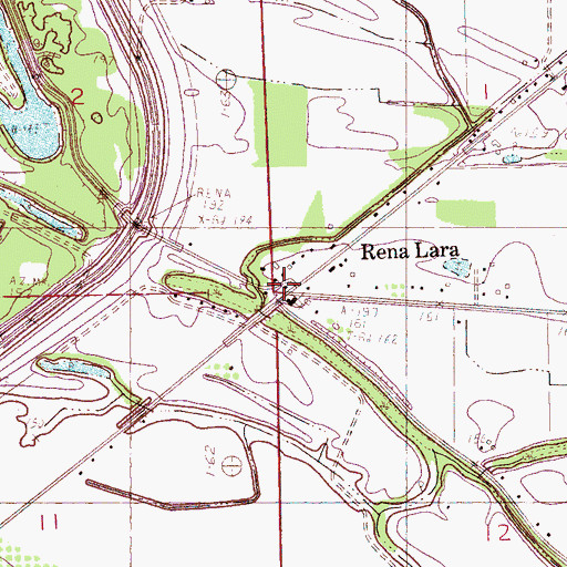 Topographic Map of Rena Lara Post Office, MS