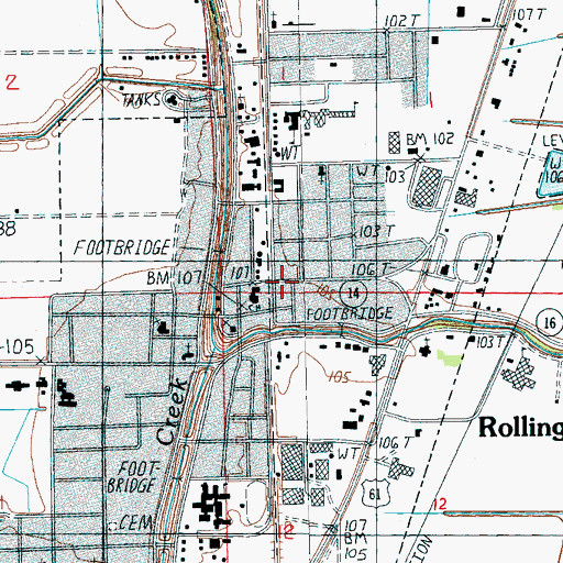 Topographic Map of Rolling Fork Post Office, MS
