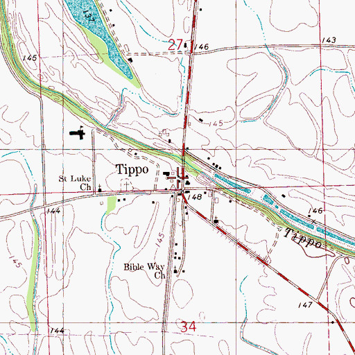 Topographic Map of Tippo Post Office, MS