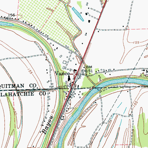 Topographic Map of Vance Post Office, MS