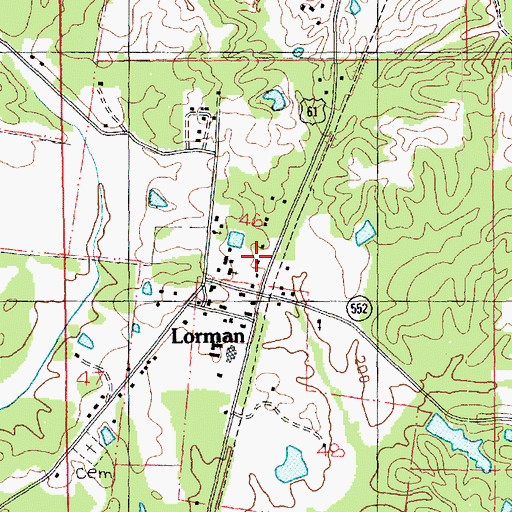 Topographic Map of Lorman Post Office, MS