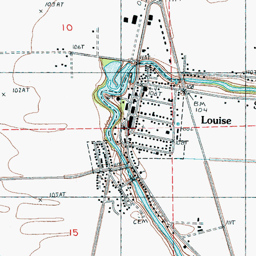 Topographic Map of Louise Post Office, MS