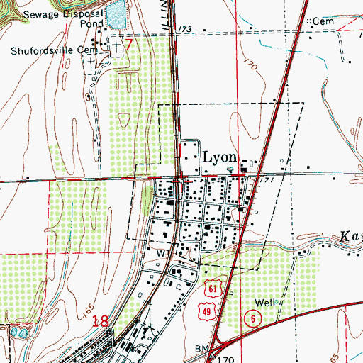 Topographic Map of Lyon Post Office, MS