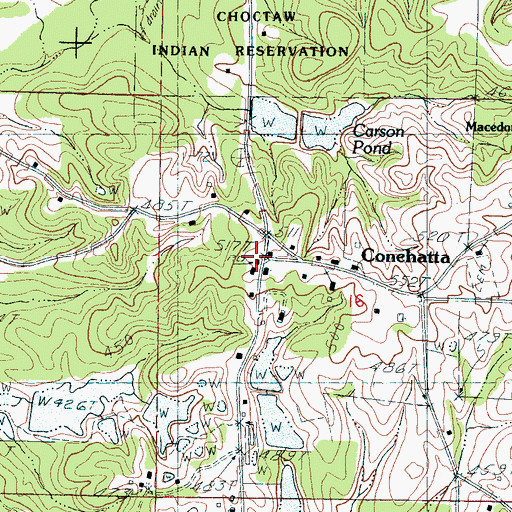 Topographic Map of Conehatta Post Office, MS