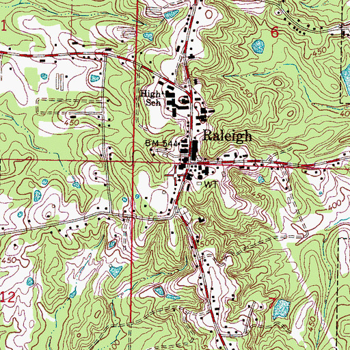 Topographic Map of Raleigh Post Office, MS