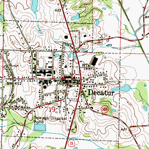 Topographic Map of Decatur Post Office, MS