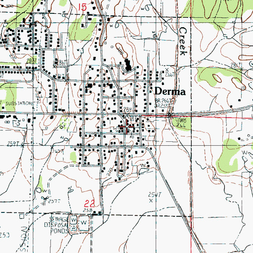 Topographic Map of Derma Post Office, MS