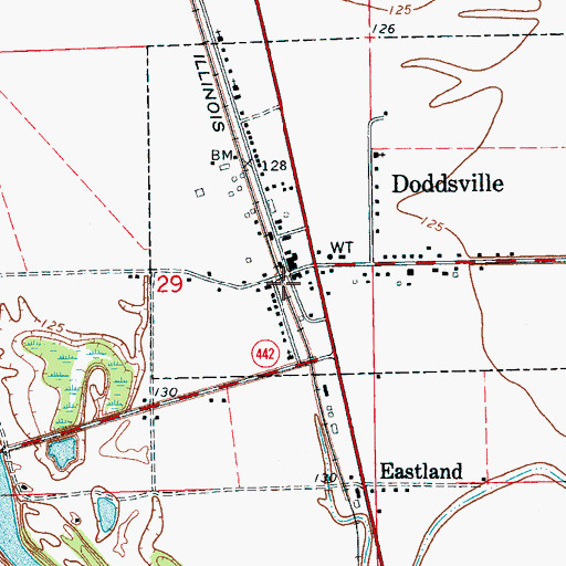 Topographic Map of Doddsville Post Office, MS